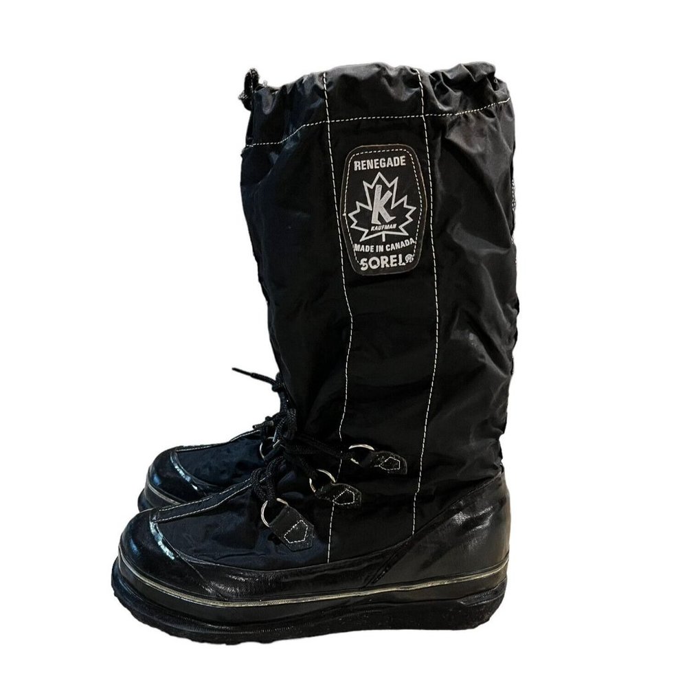 Sorel Renegade Snow Boots Women's Size 9-10 Black Felt Liner Made Canada Wool